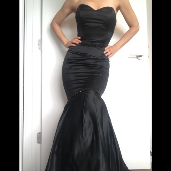 Custom made Dresses & Skirts - Black satin mermaid dress with Swarovski stones